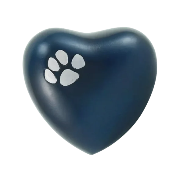 Classic Paw Blue Heart Shaped Pet Urn